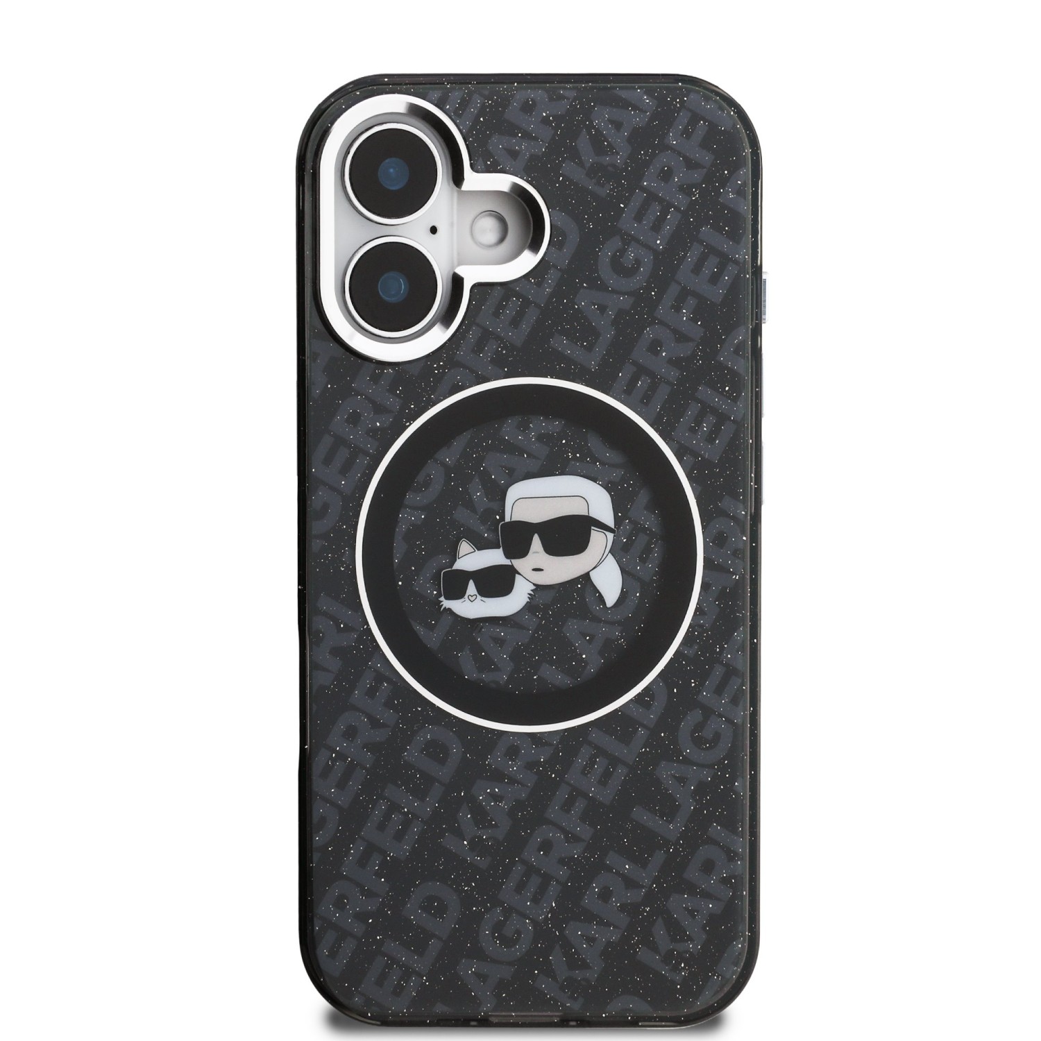 Karl Lagerfeld IML K&CH Heads Repeated Logo MagSafe Zadní Kryt pro iPhone 16 Black