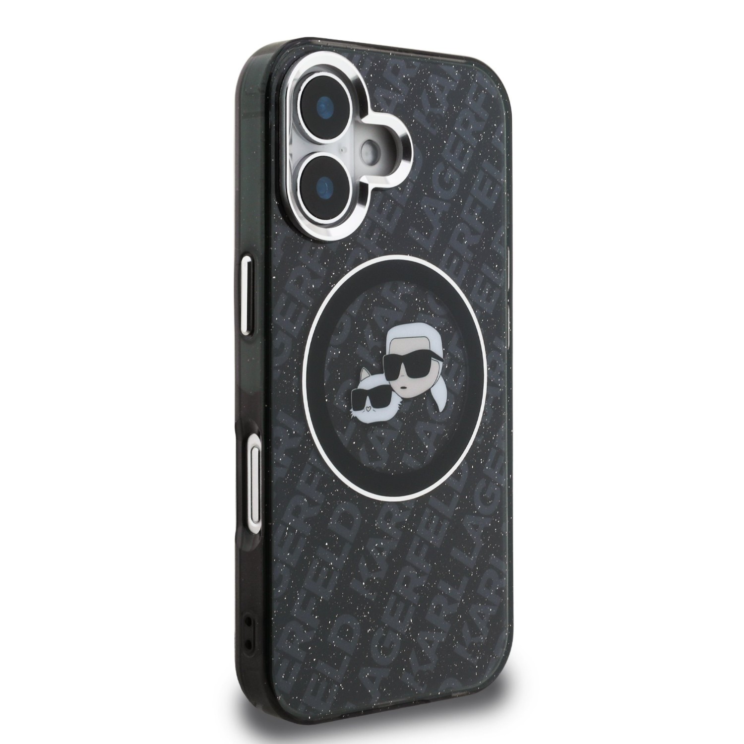Karl Lagerfeld IML K&CH Heads Repeated Logo MagSafe Zadní Kryt pro iPhone 16 Black