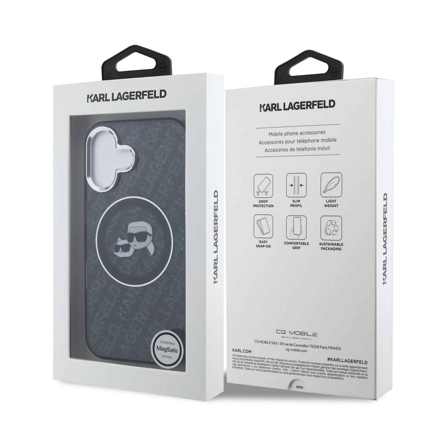 Karl Lagerfeld IML K&CH Heads Repeated Logo MagSafe Zadní Kryt pro iPhone 16 Black