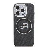 Karl Lagerfeld IML K&CH Heads Repeated Logo MagSafe Zadní Kryt pro iPhone 15 Pro Max Black