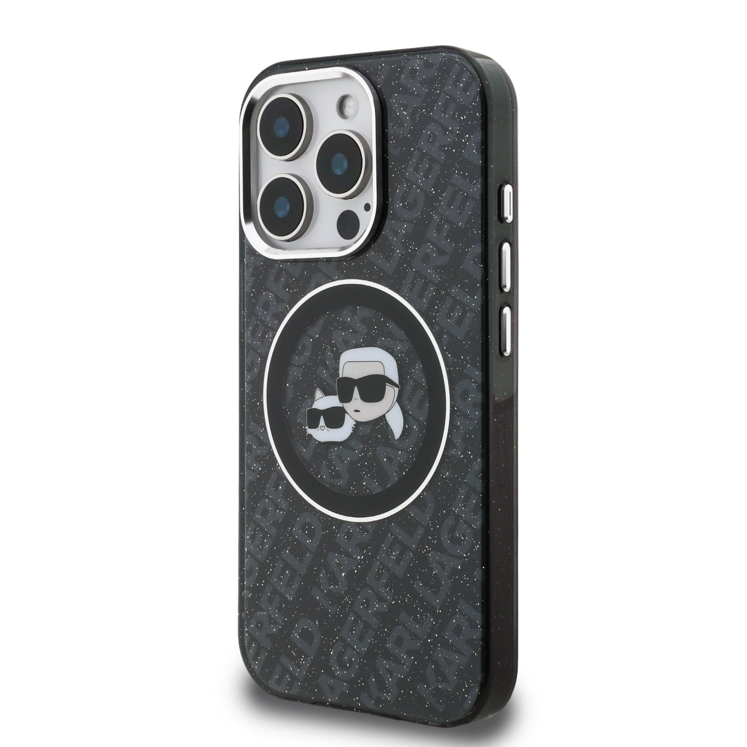 Karl Lagerfeld IML K&CH Heads Repeated Logo MagSafe Zadní Kryt pro iPhone 15 Pro Max Black