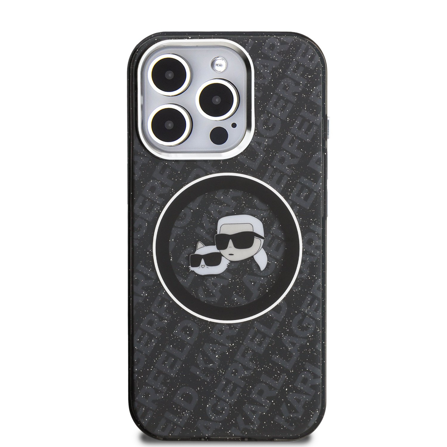 Karl Lagerfeld IML K&CH Heads Repeated Logo MagSafe Zadní Kryt pro iPhone 15 Pro Max Black