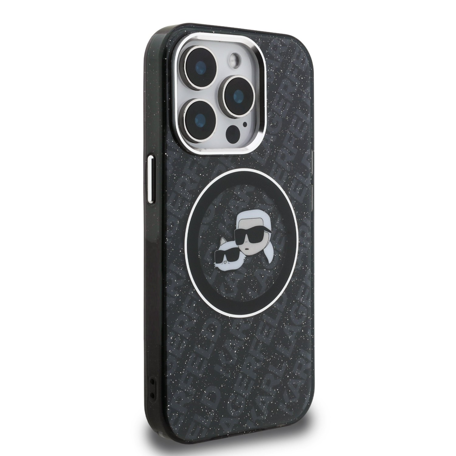 Karl Lagerfeld IML K&CH Heads Repeated Logo MagSafe Zadní Kryt pro iPhone 15 Pro Max Black