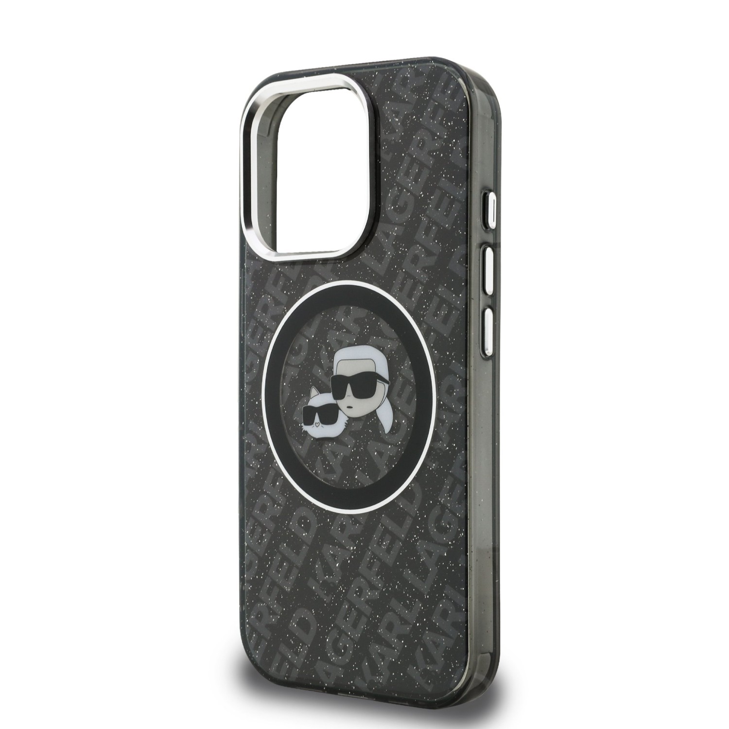 Karl Lagerfeld IML K&CH Heads Repeated Logo MagSafe Zadní Kryt pro iPhone 15 Pro Max Black