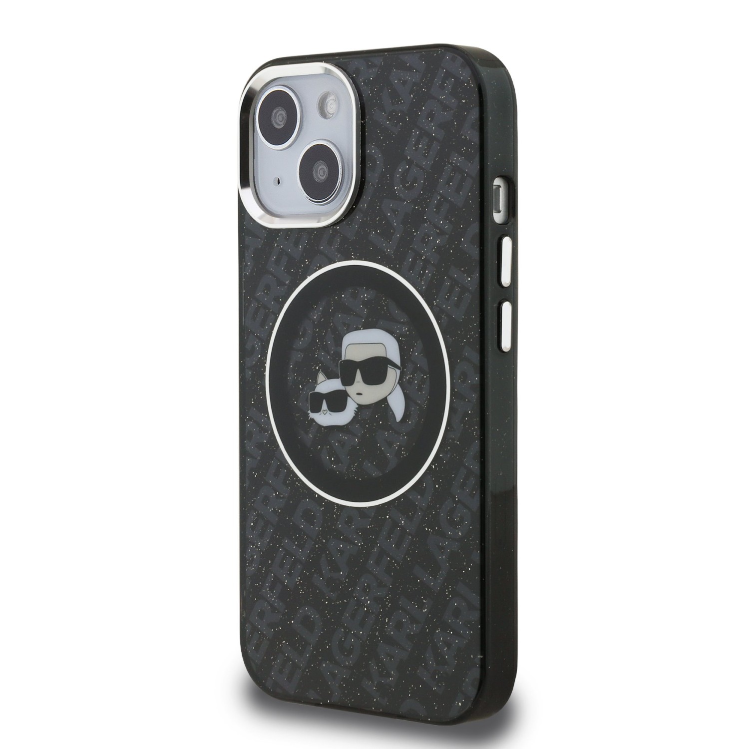 Karl Lagerfeld IML K&CH Heads Repeated Logo MagSafe Zadní Kryt pro iPhone 15 Black