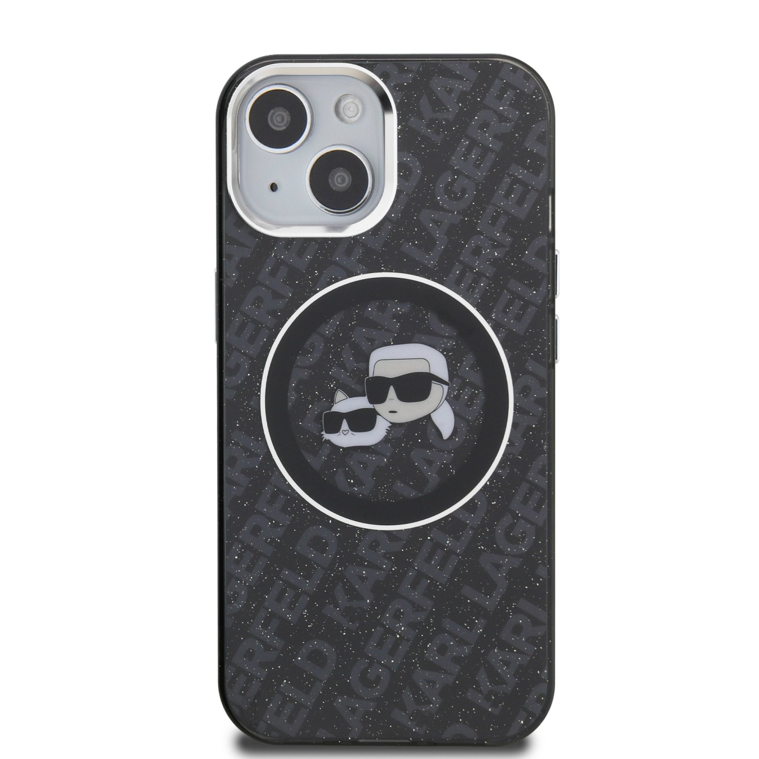 Karl Lagerfeld IML K&CH Heads Repeated Logo MagSafe Zadní Kryt pro iPhone 15 Black