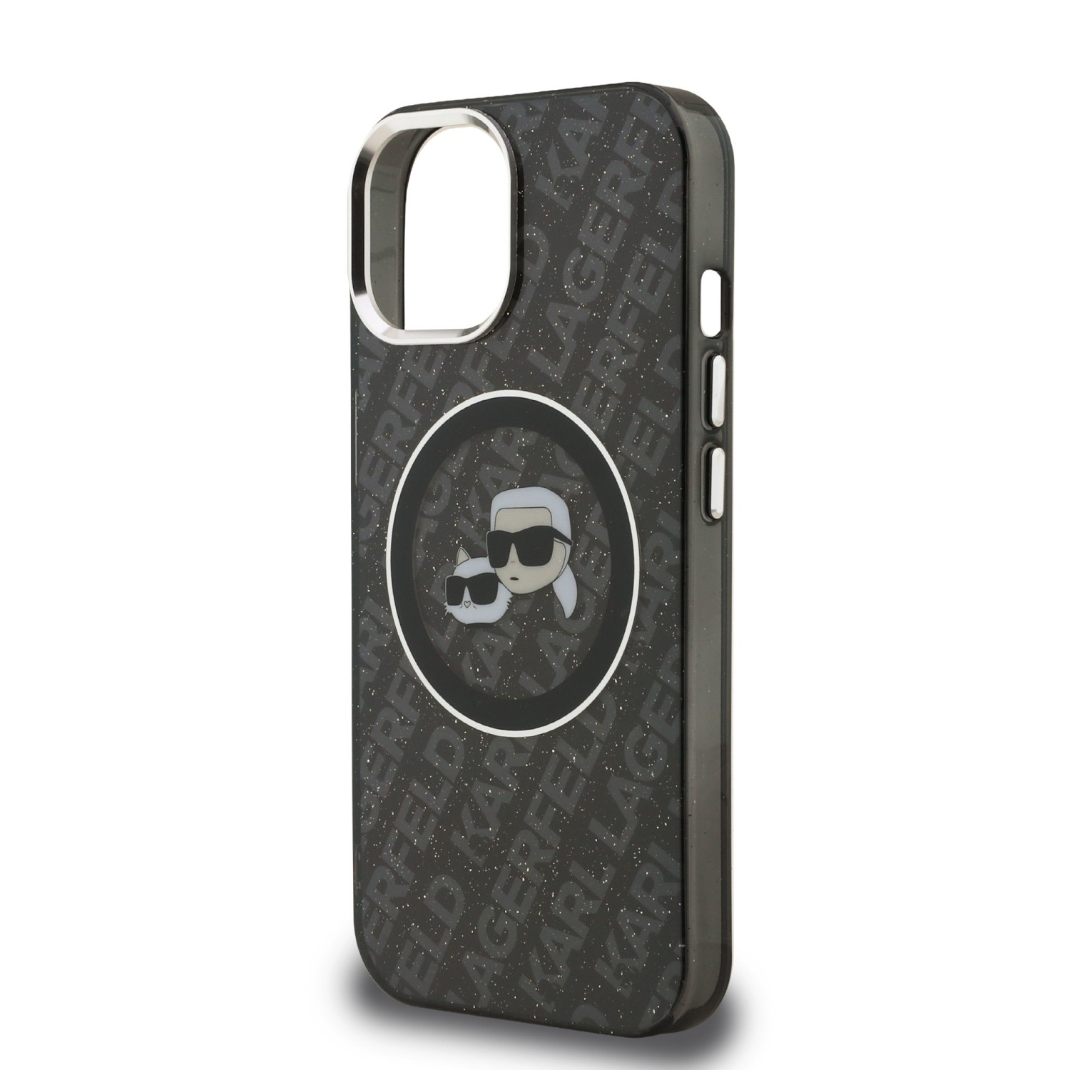 Karl Lagerfeld IML K&CH Heads Repeated Logo MagSafe Zadní Kryt pro iPhone 15 Black