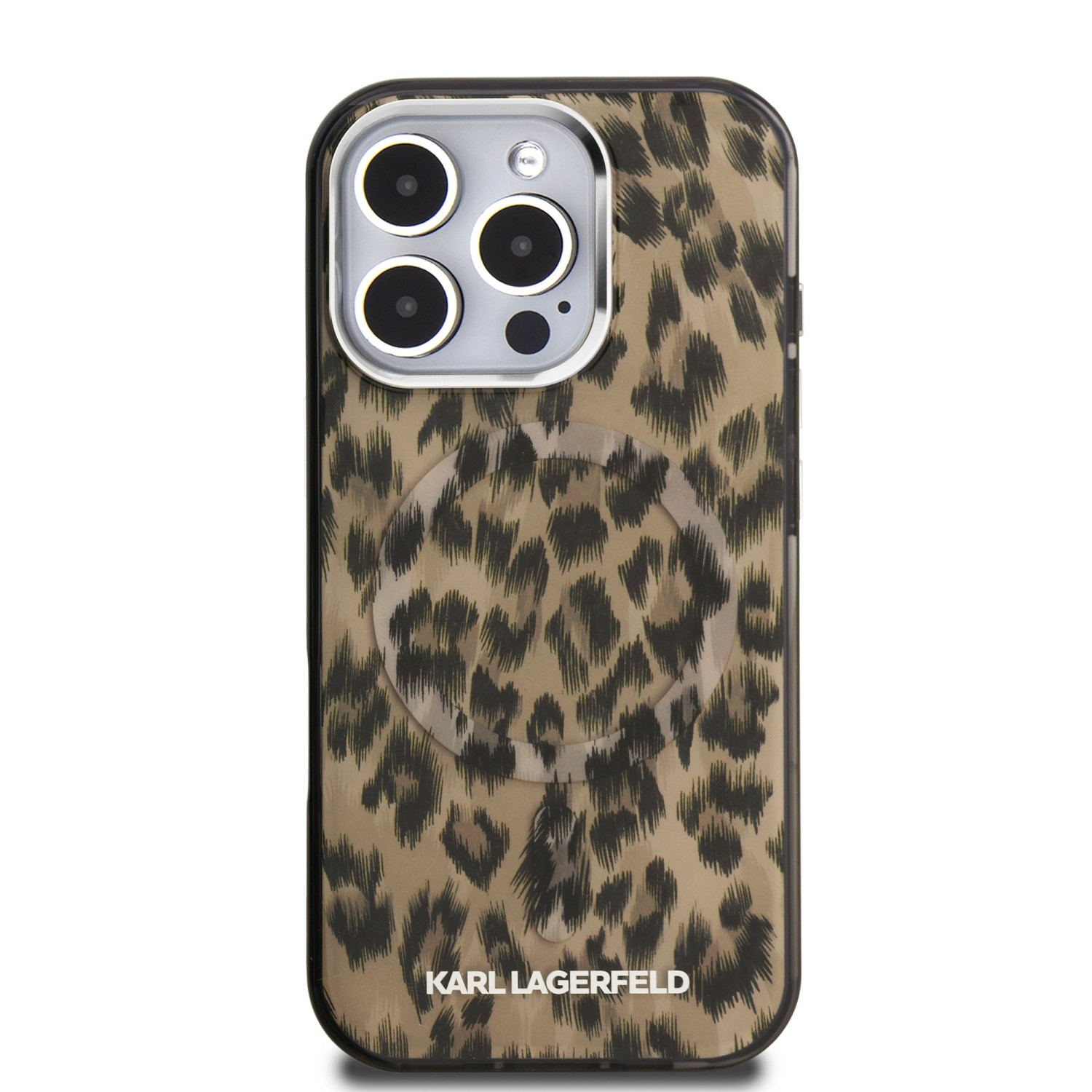 Karl Lagerfeld IML Leopard MagSafe Zadní Kryt pro iPhone 16 Pro Brown