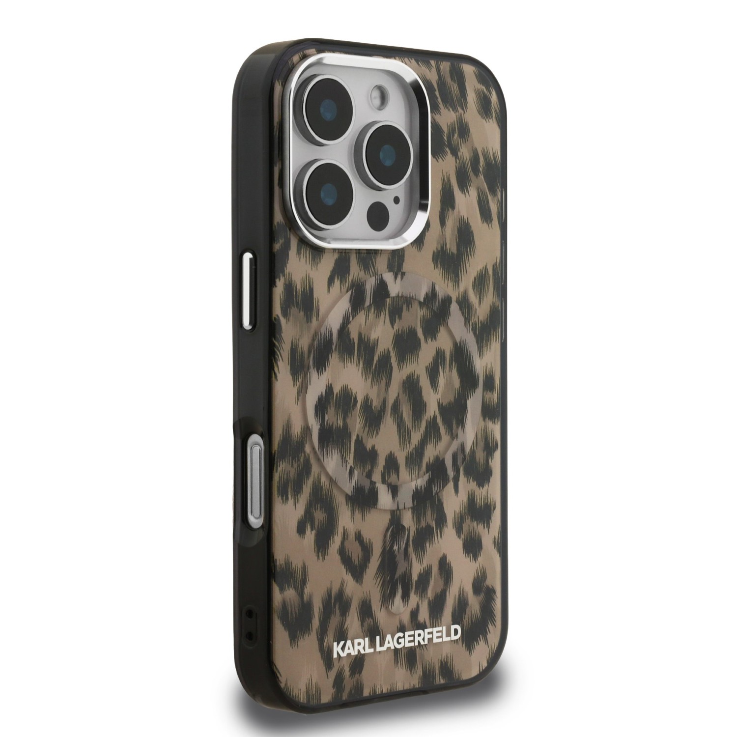 Karl Lagerfeld IML Leopard MagSafe Zadní Kryt pro iPhone 16 Pro Brown