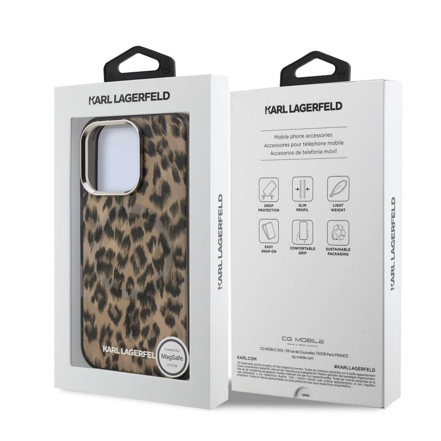 Karl Lagerfeld IML Leopard MagSafe Zadní Kryt pro iPhone 16 Pro Brown