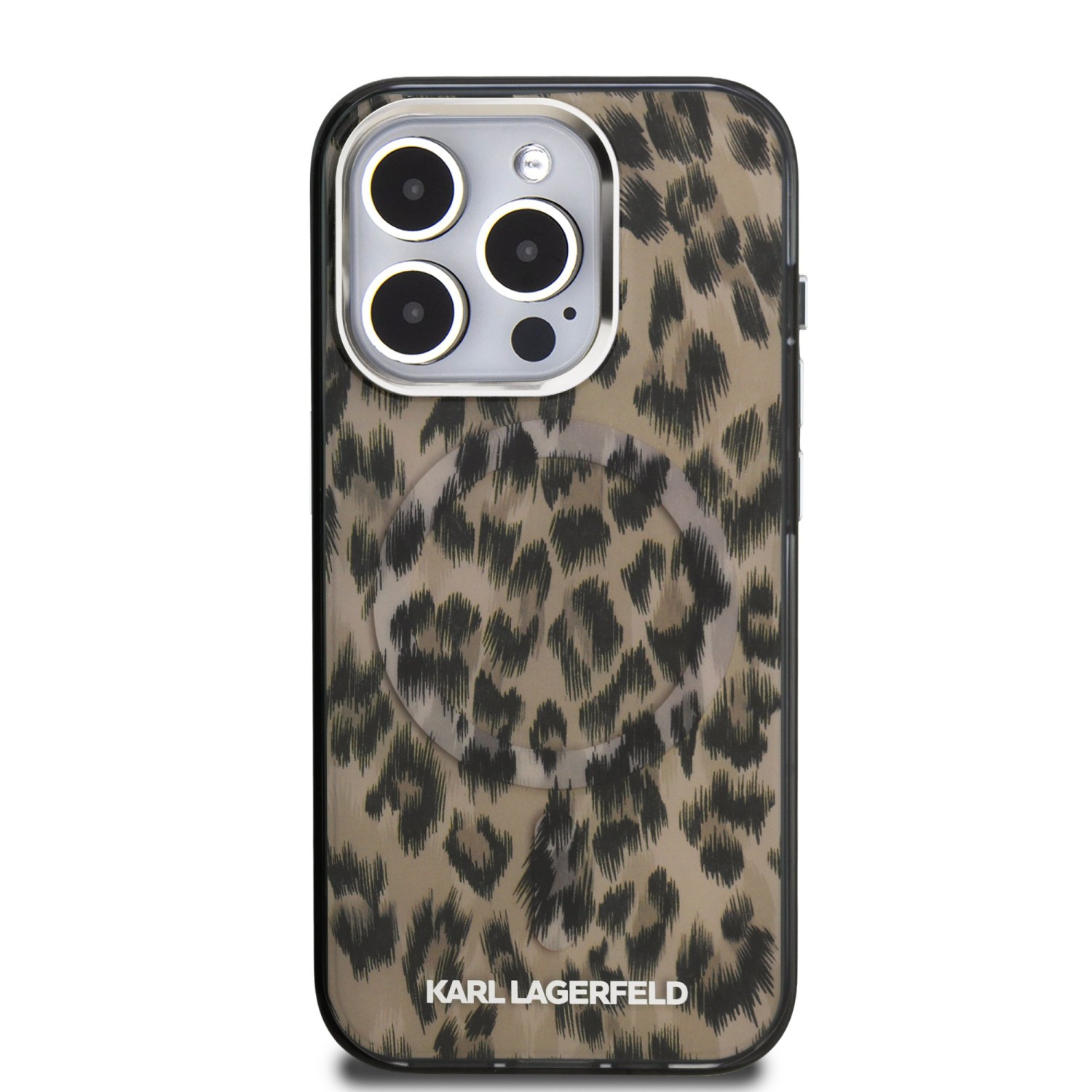 Karl Lagerfeld IML Leopard MagSafe Zadní Kryt pro iPhone 15 Pro Brown