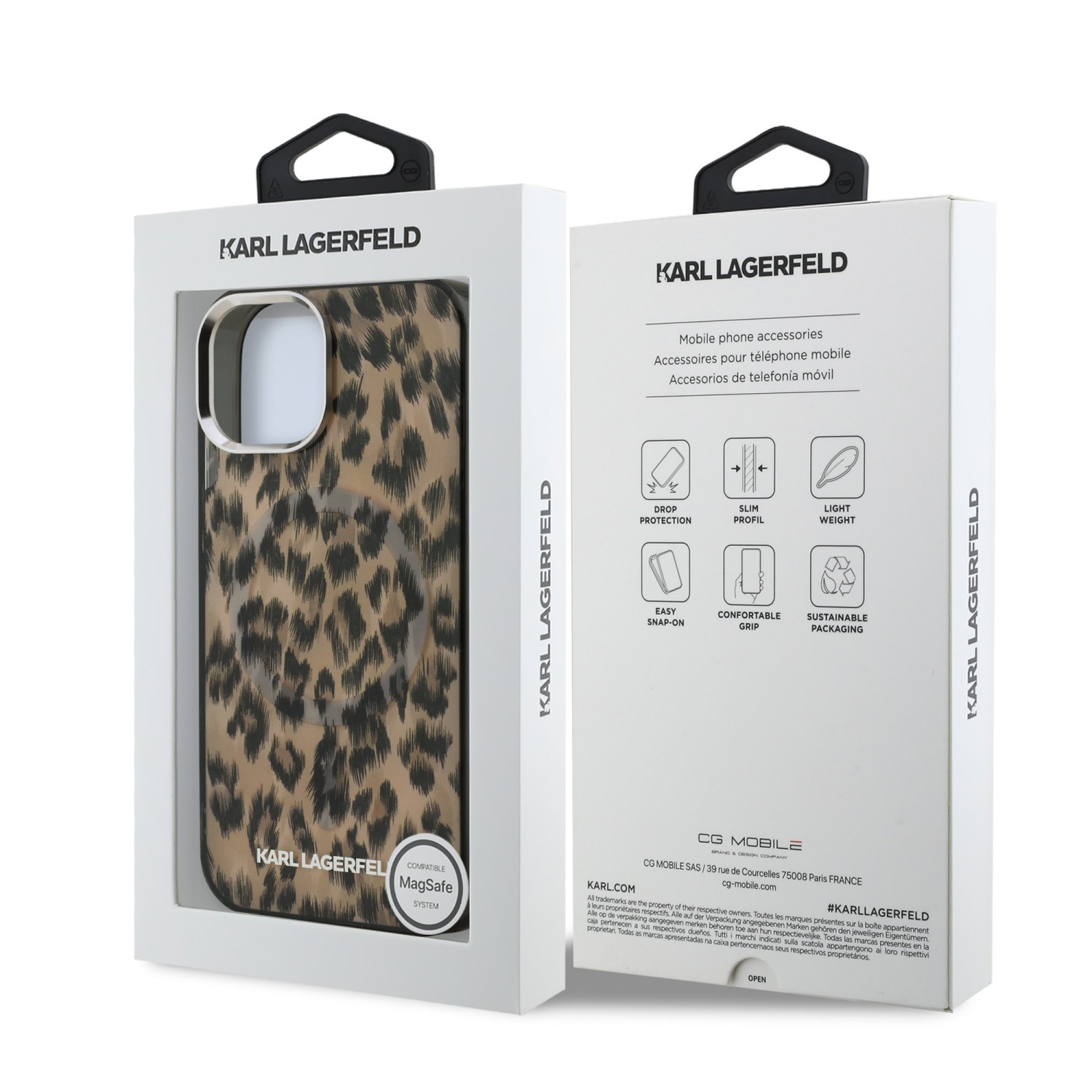 Karl Lagerfeld IML Leopard MagSafe Zadní Kryt pro iPhone 15 Brown