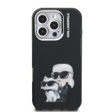 Karl Lagerfeld IML Aquarelle Karl and Choupette Zadní Kryt pro iPhone 16 Pro Black