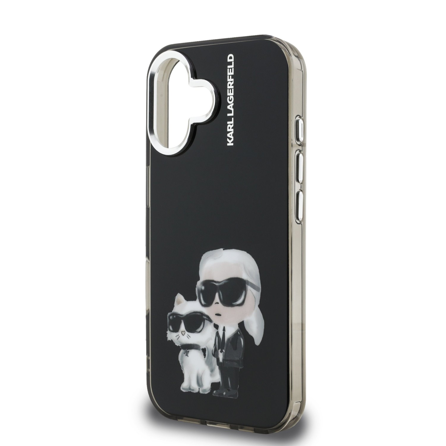 Karl Lagerfeld IML Aquarelle Karl and Choupette Zadní Kryt pro iPhone 16 Black