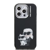 Karl Lagerfeld IML Aquarelle Karl and Choupette Zadní Kryt pro iPhone 15 Pro Max Black