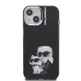 Karl Lagerfeld IML Aquarelle Karl and Choupette Zadní Kryt pro iPhone 15 Black