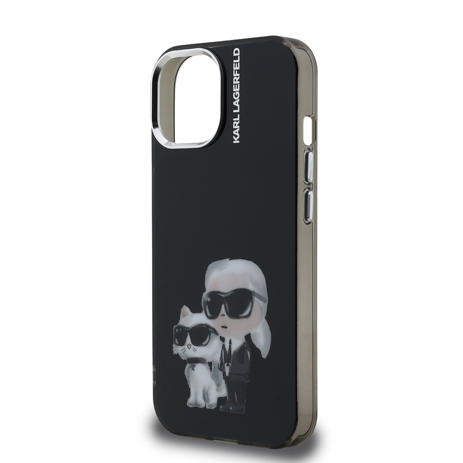 Karl Lagerfeld IML Aquarelle Karl and Choupette Zadní Kryt pro iPhone 15 Black