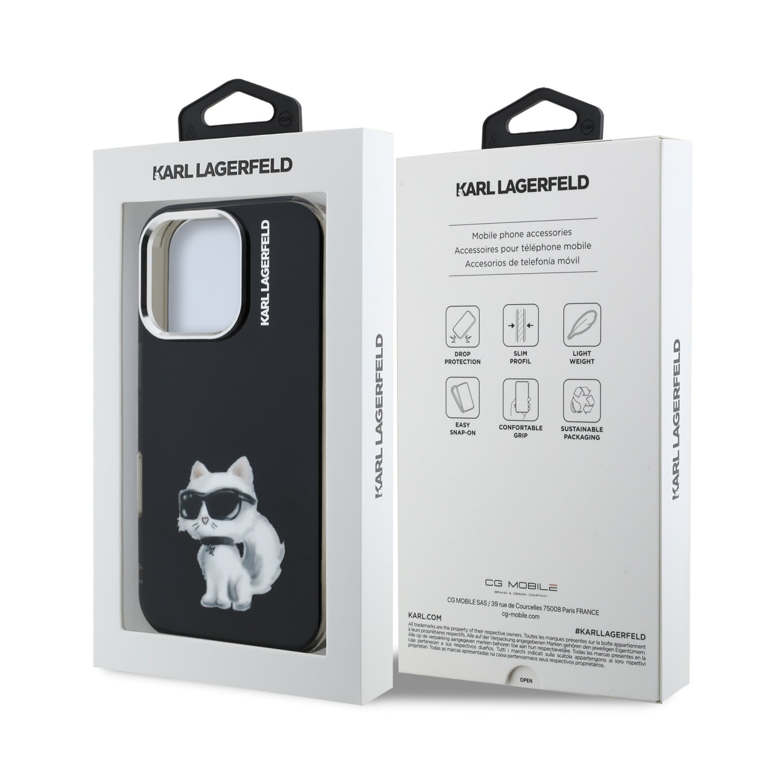 Karl Lagerfeld IML Aquarelle Choupette Zadní Kryt pro iPhone 16 Pro Max Black