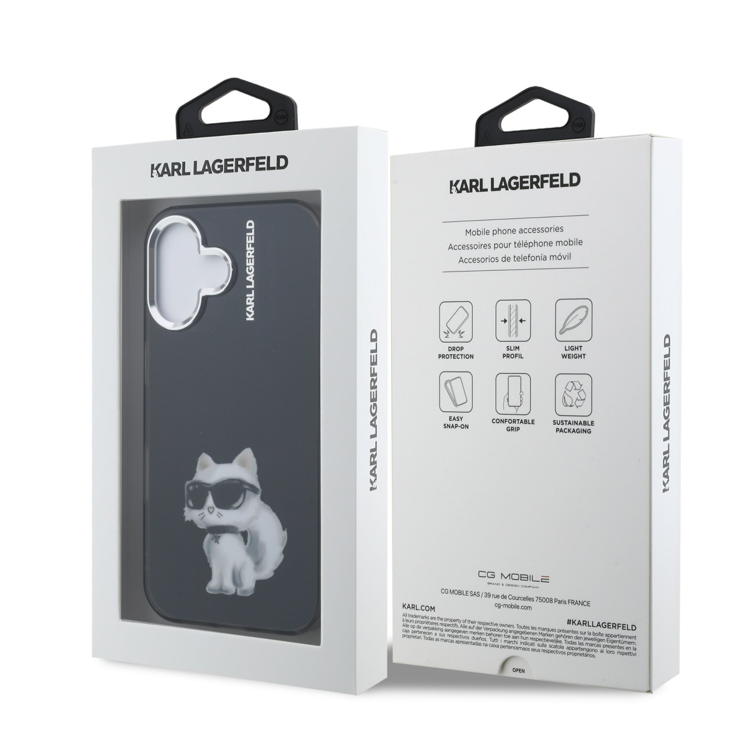 Karl Lagerfeld IML Aquarelle Choupette Zadní Kryt pro iPhone 16 Black