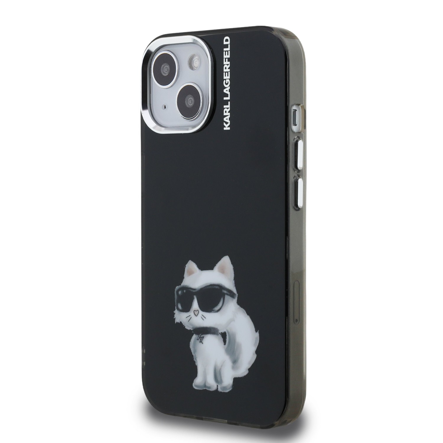 Karl Lagerfeld IML Aquarelle Choupette Zadní Kryt pro iPhone 15 Black