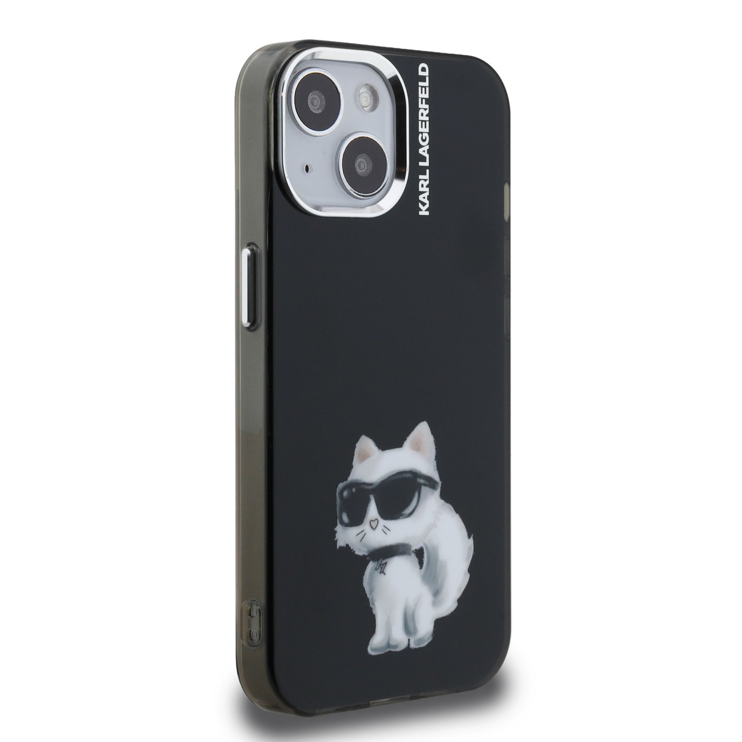 Karl Lagerfeld IML Aquarelle Choupette Zadní Kryt pro iPhone 15 Black