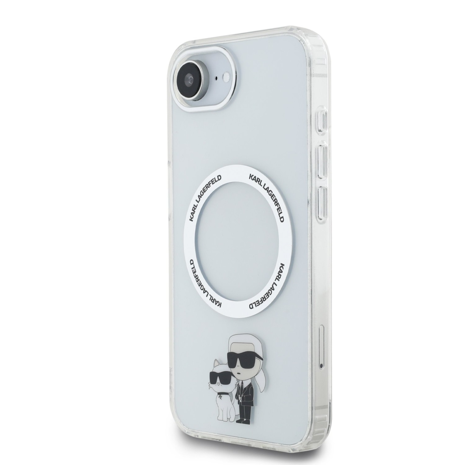 Karl Lagerfeld IML Karl and Choupette MagSafe Zadní Kryt pro iPhone 16e Transparent