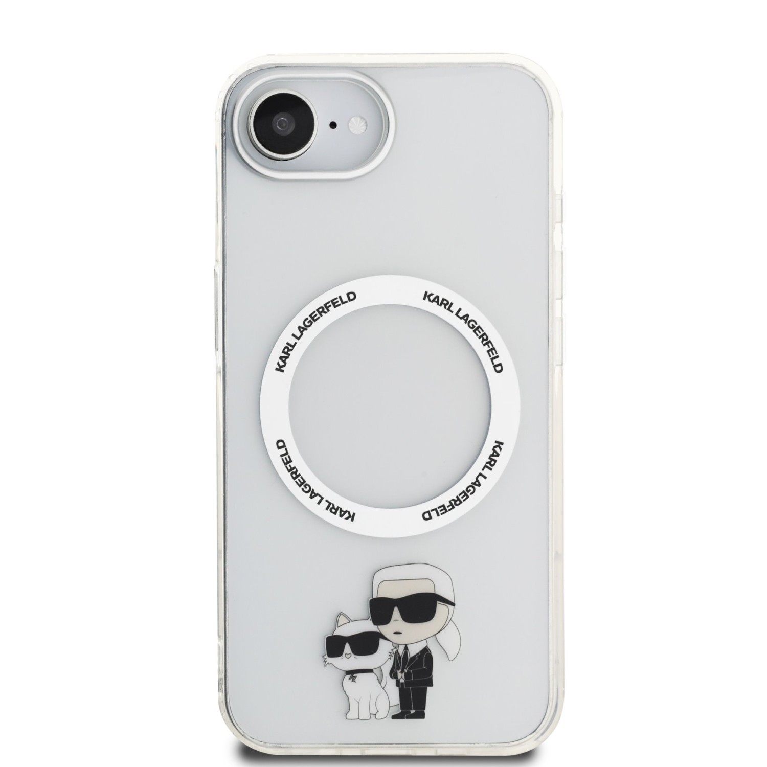 Karl Lagerfeld IML Karl and Choupette MagSafe Zadní Kryt pro iPhone 16e Transparent