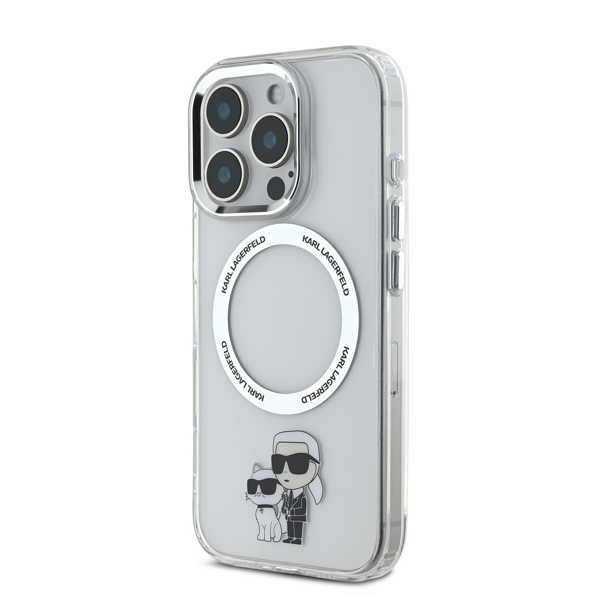 Karl Lagerfeld IML Karl and Choupette MagSafe Zadní Kryt pro iPhone 16 Pro Max Transparent