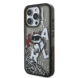 Karl Lagerfeld Liquid Glitter Scattered Choupette Zadní Kryt pro iPhone 16 Pro Max Black