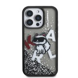 Karl Lagerfeld Liquid Glitter Scattered Choupette Zadní Kryt pro iPhone 16 Pro Max Black