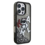 Karl Lagerfeld Liquid Glitter Scattered Choupette Zadní Kryt pro iPhone 16 Pro Max Black