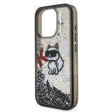 Karl Lagerfeld Liquid Glitter Scattered Choupette Zadní Kryt pro iPhone 16 Pro Max Black