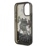 Karl Lagerfeld Liquid Glitter Scattered Choupette Zadní Kryt pro iPhone 16 Black
