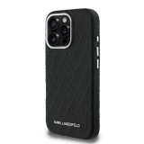 Karl Lagerfeld Grained PU Repeated Logo MagSafe Zadní Kryt pro iPhone 16 Pro Max Black