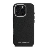Karl Lagerfeld Grained PU Repeated Logo MagSafe Zadní Kryt pro iPhone 16 Pro Max Black