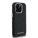 Karl Lagerfeld Grained PU Repeated Logo MagSafe Zadní Kryt pro iPhone 16 Pro Max Black