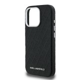 Karl Lagerfeld Grained PU Repeated Logo MagSafe Zadní Kryt pro iPhone 16 Pro Max Black