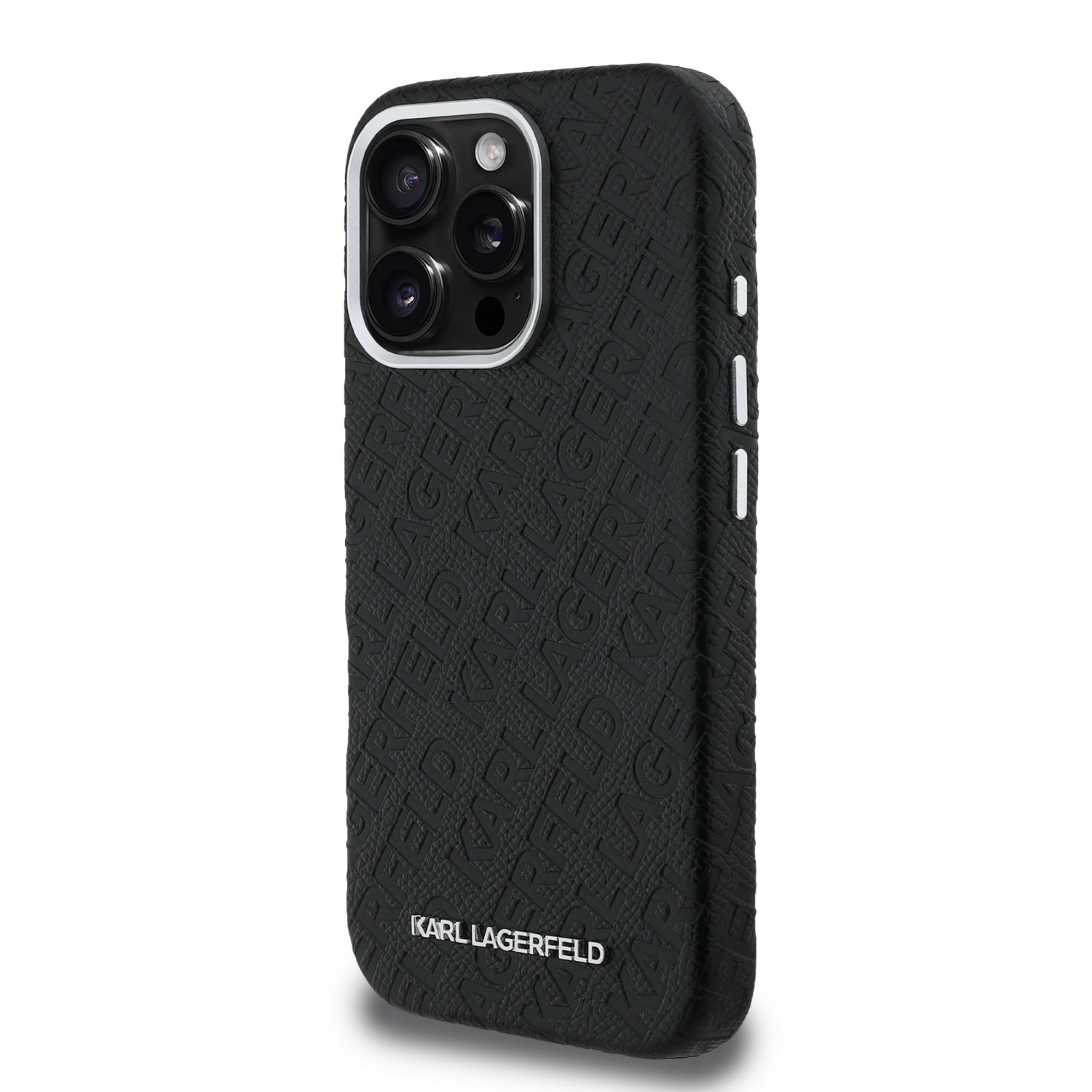 Karl Lagerfeld Grained PU Repeated Logo MagSafe Zadní Kryt pro iPhone 16 Pro Max Black