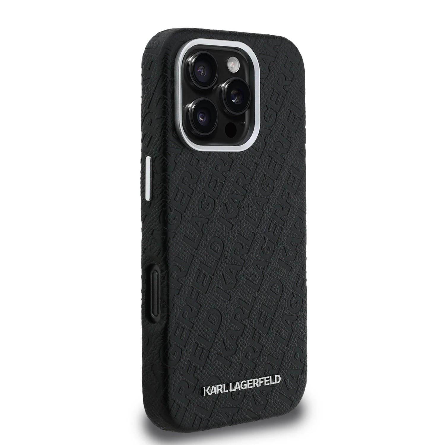 Karl Lagerfeld Grained PU Repeated Logo MagSafe Zadní Kryt pro iPhone 16 Pro Max Black