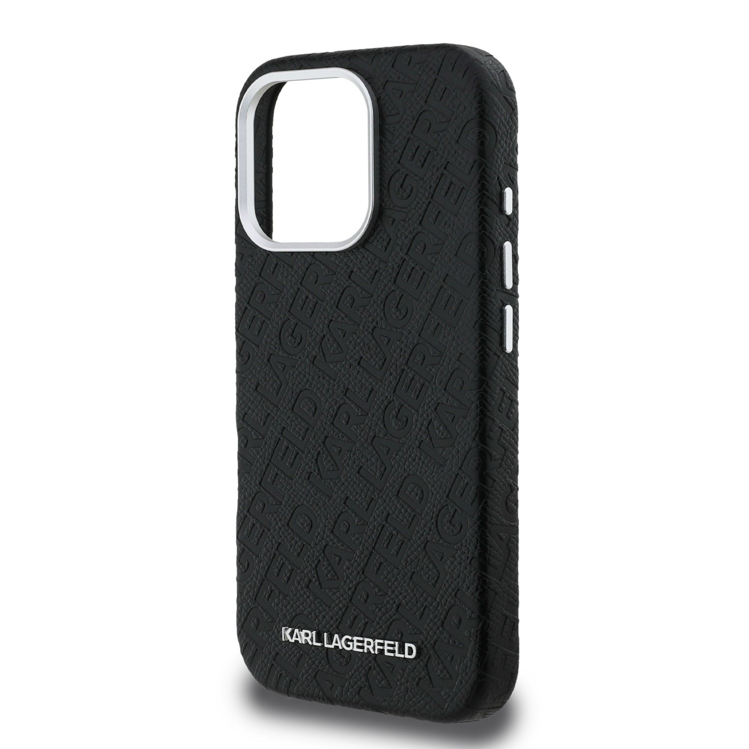 Karl Lagerfeld Grained PU Repeated Logo MagSafe Zadní Kryt pro iPhone 16 Pro Max Black