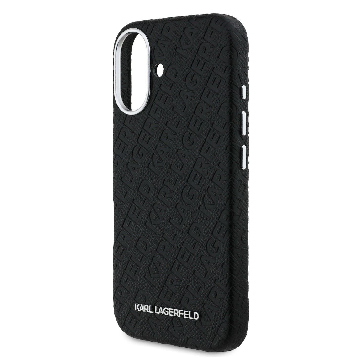 Karl Lagerfeld Grained PU Repeated Logo MagSafe Zadní Kryt pro iPhone 16 Black