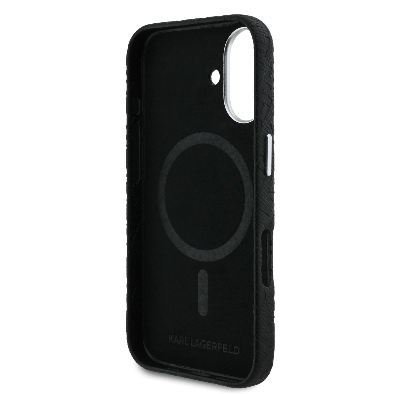 Karl Lagerfeld Grained PU Repeated Logo MagSafe Zadní Kryt pro iPhone 16 Black