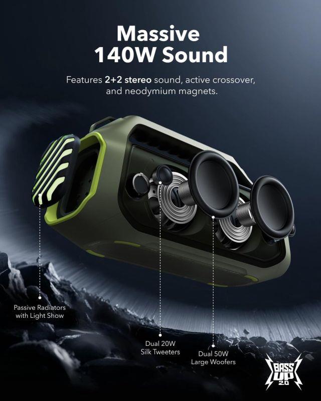 Anker soundcore Boom 2 Plus Bluetooth reproduktor zelená