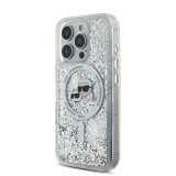 Karl Lagerfeld Liquid Glitter Karl and Choupette Heads MagSafe Zadní Kryt pro iPhone 16 Pro Max Transparent