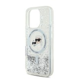 Karl Lagerfeld Liquid Glitter Karl and Choupette Heads MagSafe Zadní Kryt pro iPhone 16 Pro Max Transparent