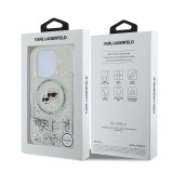Karl Lagerfeld Liquid Glitter Karl and Choupette Heads MagSafe Zadní Kryt pro iPhone 16 Pro Max Transparent