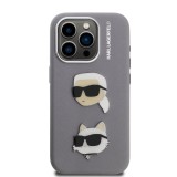 Karl Lagerfeld Grained PU K&CH Heads Zadní Kryt pro iPhone 15 Pro Max Grey