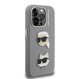 Karl Lagerfeld Grained PU K&CH Heads Zadní Kryt pro iPhone 15 Pro Max Grey
