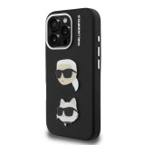 Karl Lagerfeld Grained PU K&CH Heads Zadní Kryt pro iPhone 16 Pro Max Black
