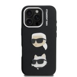 Karl Lagerfeld Grained PU K&CH Heads Zadní Kryt pro iPhone 16 Pro Max Black